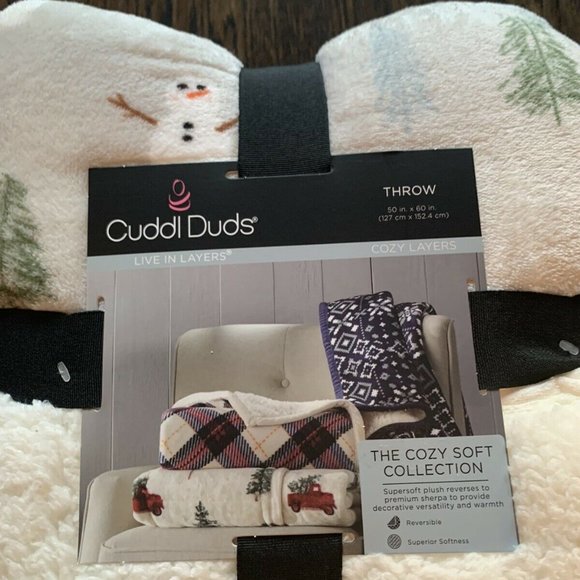 Cuddl Duds Bedding New Cuddl Duds Cozy Snowman Sherpa Throw Poshmark
